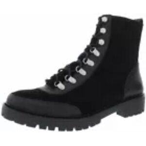 Lucky Brand Ilianna Women's Black Suede Leather Side Zip Ankle Combat Bootie 9.5